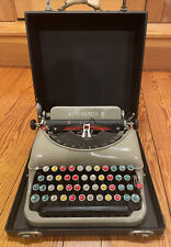 Antique 1937 Tan Remington 5 Portable Typewriter, Color Keys For Teaching w/Case picture
