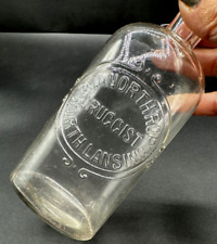 Antique Druggist Bottle North Lansing B.D. Northrop Clear 6 1/4