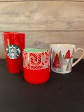 Starbucks LOT 3 Holiday Tumblers Red Glitter Double Wall & Candy Cane,  Tree Mug picture