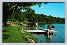 Silver Lake WI-Wisconsin, Scenic Greetings, Fishing Docks Boats Vintage Postcard picture