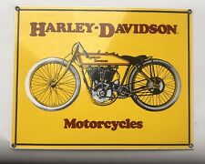 Harley Davidson motorcycle porcelain enamel sign vintage motorcycle yellow picture