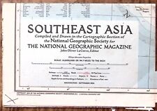 1955 SOUTHEAST ASIA NATIONAL GEOGRAPHIC MAP MEASURES 34 X 29 UNFOLDED NICE Z3264 picture