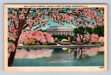Washington DC, Lincoln Memorial Through Cherry Blossoms, Vintage Postcard picture