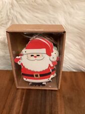 CLEARANCE NEW - Set/4 Wooden Santa Christmas Ornaments 1/4” Thick picture