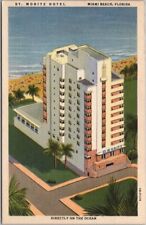 1940 Miami Beach, Florida Postcard ST. MORITZ HOTEL Aerial View/ Curteich Linen picture