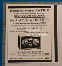 MICRODION COLONY Horace HURM Phono Pickup Rare 1931 Advertises picture