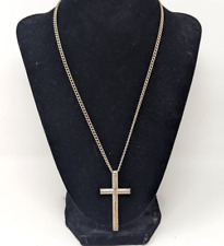 Vintage Miriam Haskell Patent 3427691 Metal Cross Religious Pendant Necklace A24 picture