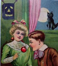 Halloween Pastimes Postcard Uncommon Black Cat Moon Black JOL Ser. 6510 Vintage  picture