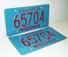 Vintage Pair Wisconsin Aluminum Collector License Plates 1972 - 1986 picture