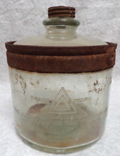 THE CLEVELAND METAL PRODUCTS CO. TRADE MARK A51 GLASS BOTTLE JUG JAR + METAL CAP picture