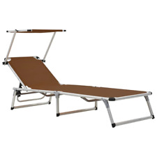 NNEVL Folding Sun Lounger with Roof Aluminium and Textilene Brown picture