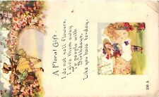 Vintage Postcard- Girls and flowers, A Floral Gift I do not sell Early 1900s picture