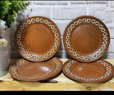Plate Artesanal Mexican Redware Clay Side or Salad Plates Set of 4 picture