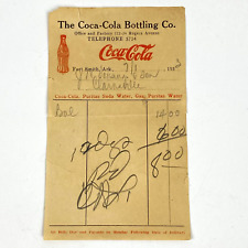 1933 Coca Cola Coke Bottling Company Invoice Letterhead Script Logo Ft Smith AR picture