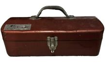 Vintage Red Metal Toolbox Tackle Box Tradesman My Buddy Louisville, KY USA 15” picture