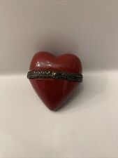 Vintage Red Heart Trinket Box Porcelain Valentines Love picture