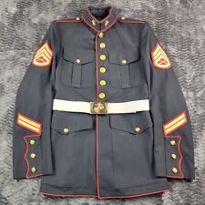 Vintage Marine Corps Dress Blues Jacket Mens 38L Enlisted SNCO Belt Military picture