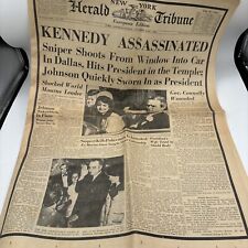 NY Herald Tribune Kennedy Assassinated European Edition Newspaper + Bulletin picture