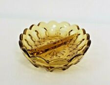 VINTAGE ANCHOR HOCKING RELISH DIVIDED  DISH FAIRFIELD PATTERN AMBER GOLD picture