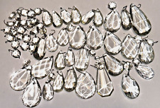 Lot of 30 Vintage Almond Pendalogue Faceted Crystals / Prisms Assorted Sizes picture