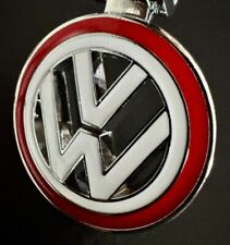 Nicest VW Volkswagen Cut-Out Keychain Online, White Logo, RED Background, Nicest picture