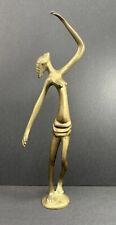 Vtg African Brass Bronze Tribal Art Sculpture Elongated Stretched Woman 17.5” picture