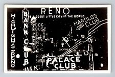 Reno NV-Nevada RPPC, Neon Lights Casino's, Real Photo c1940 Postcard picture