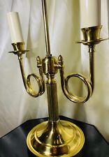VTG ALSY 2 Arm Brass Plated French Horn Style Bouillotte Table Lamp w No Shade picture