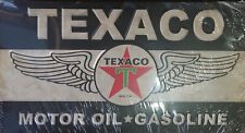 New 12” x 8” TEXACO Motor Oil - Gasoline Winged Star Rustic Tin Metal Sign Retro picture