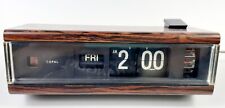 Vintage Copal Alarm Clock Flip Number & Day Model 229 12 Hr Day Wood Grain WORKS picture