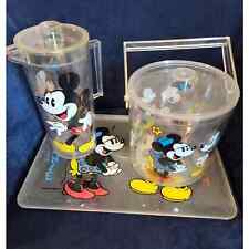 Vintage Mickey Minnie Acrylic Lucite Pitcher Ice Bucket Tray RARE SET LID HANDLE picture