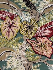 Vintage 1950-60s Drapery Panels Pair Caladiums Birds Very Cool picture
