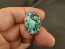 NAVAJO CARVED TURQUOISE CAST SILVER RING 19.5 GMS 1940'S VINTAGE TUCSON ESTATE picture