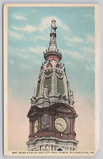 Postcard Wm Penn Statues Philadelphia City Hall White Border picture