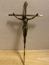 VTG Brass Crucifix Wall Hanging INRI Bronze Jesus Christ on Cross 5