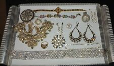 Vintage Lot GLASS RHINESTONE Signed Unsigned Necklace Bracelet Earrings LQQK picture