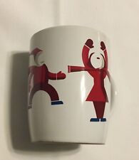 Starbucks 2012 Coffee Christmas Mug White With Red Dancing Skaters 4” Tall picture