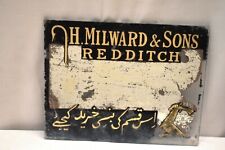 Antique Mirror Advertising H Milward & Sons Redditch Fishing Tackle Hook Sign 