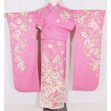    Furisode Lining  Pure Silk  Pink  Cream  Halo  Cherry Blossoms  picture