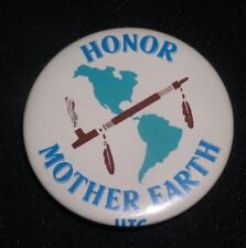 Honor Mother Earth~UTC Peace Pipe vintage Pinback Button~1 5/8