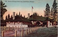 c1920s West Yellowstone, Montana Postcard Oregon Short Line Railroad Depot picture