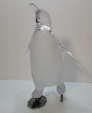 14” Tall Lucite Penguin On Ice Skates Clear & Frosted picture