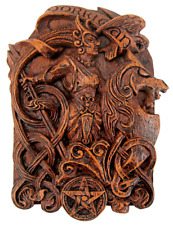 Celtic Knot Morrigan Raven Goddess Plaque Wood Finish Dryad Design Wicca Pagan picture