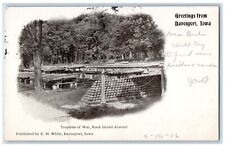 Davenport Iowa IA Postcard Trophies War Rock Island Arsenal 1906 Vintage Antique picture