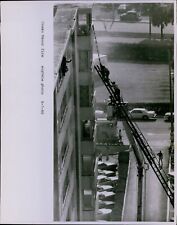 LG862 Original Photo OCEAN MANOR HOTEL High Rise Firemen Climbing Ladder Rescue picture