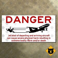 DANGER jet blast warning sign Sint Maarten Maho Beach Juliana airport 24 x 12 picture