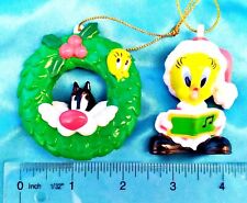 Lot of 2 - SYLVESTER & TWEETY Sylvester PVC Small Christmas Ornaments  picture