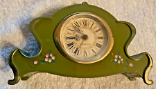 Vintage Westclox Small Olive Green Hand Painted Mantel Clock. WORKS picture