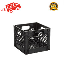 16QT Plastic Heavy-Duty Plastic Square Milk Crate Black | Free + Fast Shipping picture