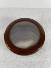 Vintage Wood Stone Agate Trinket Jewelry Box  Stone Inlay Lid Beautiful picture